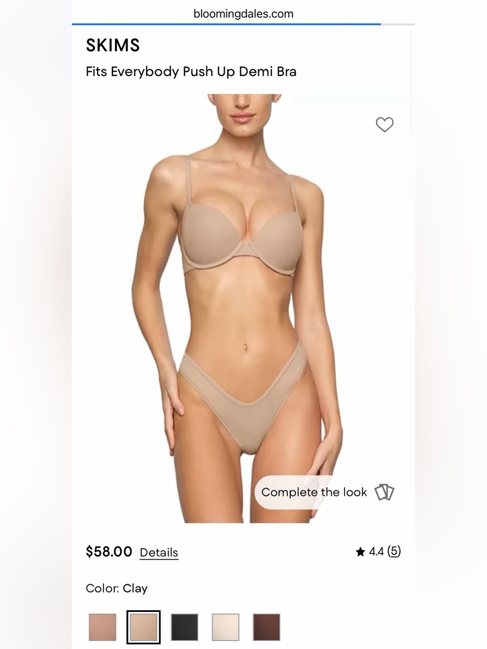 NWT with imperfection SKIMS Clay Fits Everybody Push Up Demi Bra size 38DDD